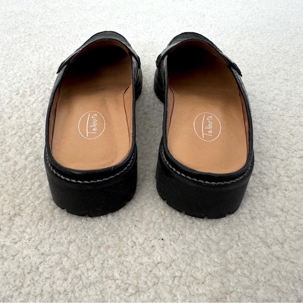 Talbots black leather loafer slides shoes - size 8 - Picture 5 of 6